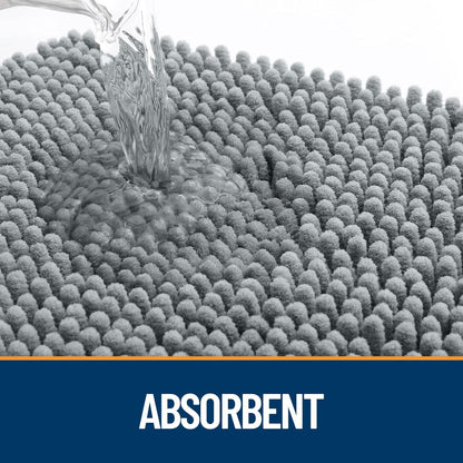 OLANLY Dog Door Mat for Muddy Paws 47x24, Absorbs Moisture and Dirt, Absorbent Non-Slip Washable Doormat, Quick Dry Chenille Mud Mat for Dogs, Entry Indoor Entryway Carpet for Inside Floor, Grey