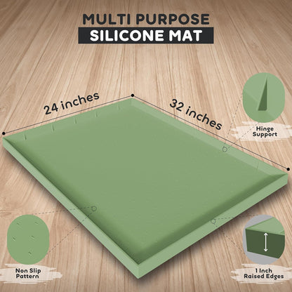 32x24x1” XL Dog Food Mat - All Purpose Under Sink Liner, Washer and Dryer Covers for The Top, Silicone Griddle Mat for Blackstone - Raised Edges Dog Mat for Food and Water Prevent Spill, Waterproof