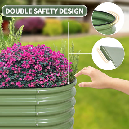 1MORE Galvanized Raised Garden Bed- Planter Garden Boxes Outdoor, Raised Beds for Gardening, 4x2x1.4ft Metal Garden Bed Kit for Vegetables Flower, Planter Raised Bed with Protective Tape & Tools.Green