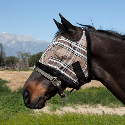 Kensington KPP Fly Mask with Fleece Trim, Deluxe Black Plaid, Medium