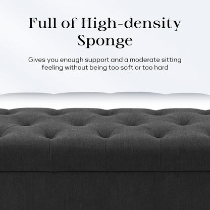 Ottoman with Storage, 48.8" Fabric Storage Ottoman Bench with Hinge, Bedroom Bench, Upholstered Benches with Seating for Living Room, Entryway (Dark Grey)