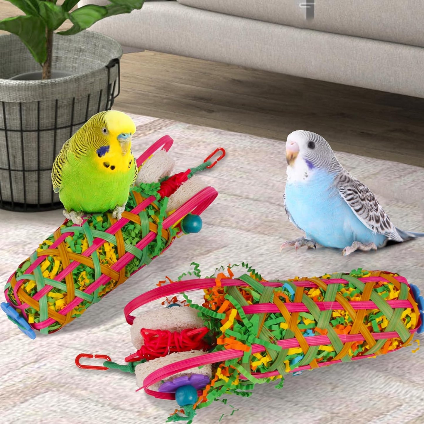 Kyouki Parakeets Toys, 2 PCS Bird Chewing Toys – Perfect for Cockatoos, Conures, Love Birds, Small & Medium Parrots, Fun Foraging & Tearing Bird Cage Accessories