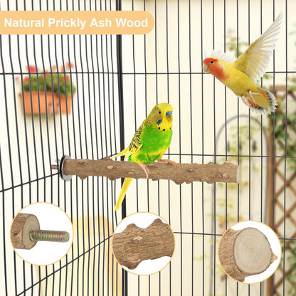 Hypeety Natural Wood Perch Stand Toy for Budgie, Parakeet, Cockatiel, Conure, Lovebird (7.86 inch)