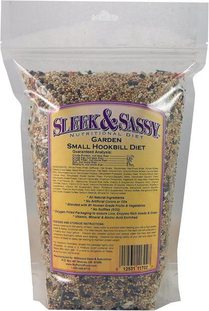SLEEK & SASSY Garden Small Hookbill Bird Food for Cockatiels, Lovebirds, Quaker Parrots & Small Conures (2 lbs.)