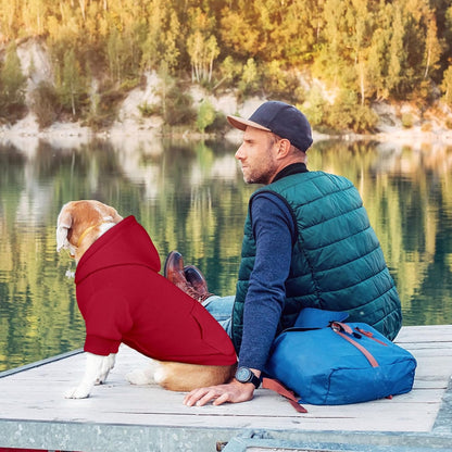 Dog Sweaters for Large Dogs Pet Sweater Solid Soft Brushed Fleece Dog Hoodie Clothes Pet Hoodie Sweatshirt with Pocket(Red-L)