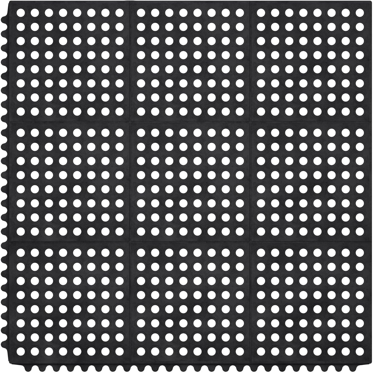 Ottomanson Heavy Duty Rubber Floor Mat – Non-Slip, Waterproof, Easy to Clean – Anti-Fatigue Mat for Commercial Kitchens, Restaurants, Workshops – Oil Resistant, Hose Washable – 36" x 36", Black