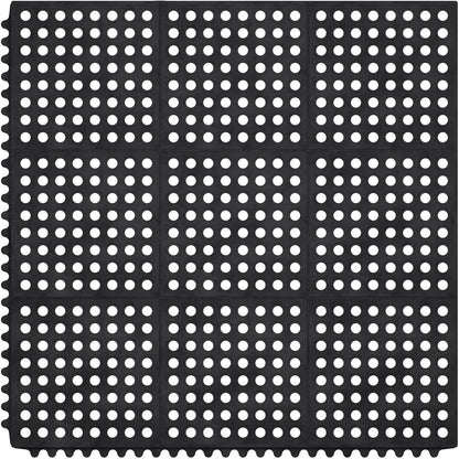 Ottomanson Heavy Duty Rubber Floor Mat – Non-Slip, Waterproof, Easy to Clean – Anti-Fatigue Mat for Commercial Kitchens, Restaurants, Workshops – Oil Resistant, Hose Washable – 36" x 36", Black