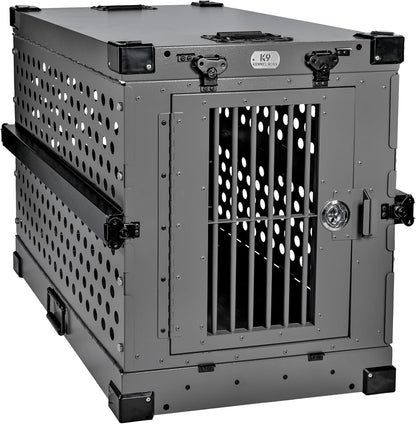 Heavy Duty Fully Collapsible Powder-Coated Aluminum Dog Crate - Medium (Gray)