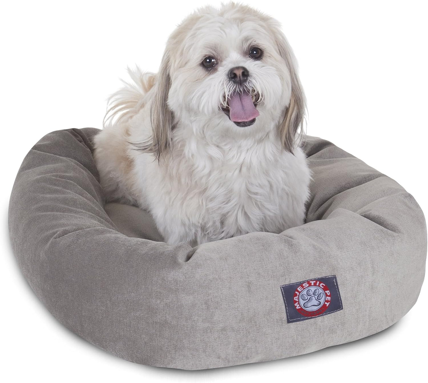 Majestic Pet 24 Inch Micro Velvet Calming Dog Bed Washable 24x19x7 (inch) – Cozy Soft Round Donut Dog Bed with Spine for Head Support - Pet Bed Small - Vintage (2025)