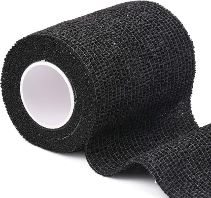 TOBWOLF 12PCS First Aid Self Adherent Bandage, 3" x5yd / 7.5cmx4.5m Cohesive Bandage Tape Wrap, Elastic Athletic Non Woven Fabric Sport Wrap for Sports, Medical - Black