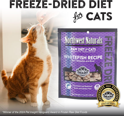Northwest Naturals Freeze-Dried Whitefish Cat & Kitten Food – Bite-Sized Nibbles, Healthy, Limited, Human-Grade Ingredients, All-Natural, High-Protein Raw Diet, Complete & Balanced, 11 oz (Pack of 3)