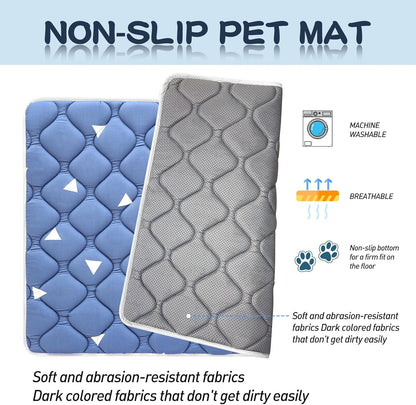 Dog Crate Mat, Ultra Soft Dog Bed Mat for Sleeping with Anti-Slip Bottom, Washable Kennel Pad for Large Medium Small Dogs Breeds with Cute Prints and Dark Colored to Hide Stains (52" X 28")