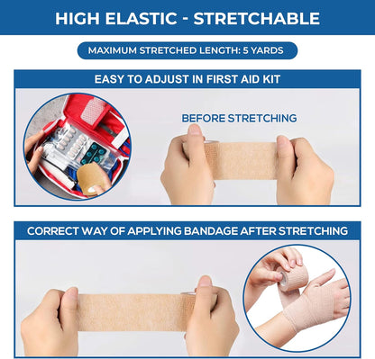 Self Adhesive Bandage Wrap - Pack of 24, Assorted Colors, Non-Woven, Breathable & Water-Resistant Vet Wrap for First Aid, Sports Injury, Body Sprains, & Pets - 2 Inch x 5 Yards