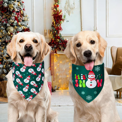 Christmas Dog Bandanas Large 3PCS, 6 Pattern Holiday Scarf for Boy and Girl, Triangle Reversible Bibs Breed for Puppy Pets