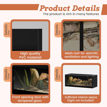 20 Gallon PVC Reptile Enclosure, RepWild 30"x12"x12" Terrarium/Tank with Heavy-Duty Screen Top, Glass Sliding Doors & Lock for Bearded Dragons, Ball Python, Geckos, Lizards