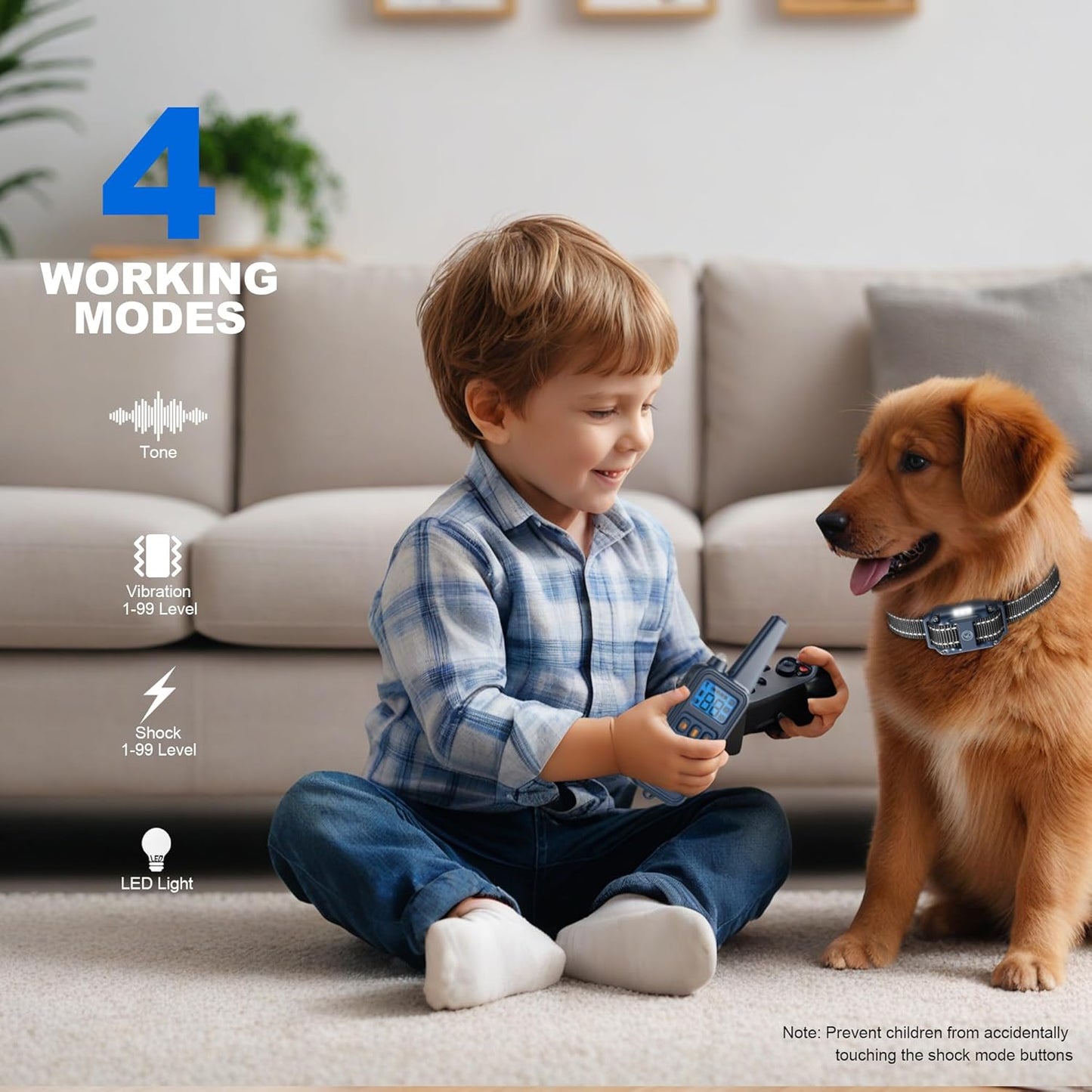 Shock Collar with Remote, Dog Training Collar, 4 Training Modes with Beep, Vibration, Safe Shock, Led Light, 2600 ft Wireless Range, Rechargeable for 3 Dogs, Small Medium Large 5-120Lbs