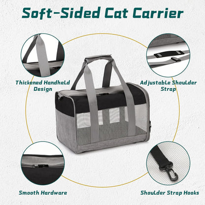 PINVNBY Bunny Carrier for Travel Camping Outdoor, Small Pet Carrier, Guinea Pig Carrier, Breathable Pet Portable Hand Bag for Hamster Bunny Guinea Pig（Black & Gray）