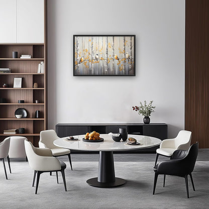 Quorin Bird Large Wall Art Abstract Forest Birds Pictures Wall Decor Yellow Woods Branches Tree Canvas Print Painting Artwork for Bathroom Living Room Bedroom 36L x 24W