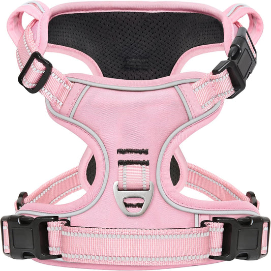 Timos Dog Harness, 3 Snap Buckles No-Pull Soft Padded Dog Vest with 2 Metal Leash Clips, Adjustable Reflective No Choke Pet Harness with Easy Control Handle for X-Small Dogs,Pale Pink,XS