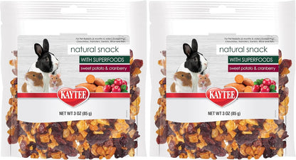 Kaytee Natural Snack with Superfoods for Pet Guinea Pigs, Rabbits, Hamsters, and Other Small Animals, Sweet Potato & Cranberry, 3 Ounces (Pack of 2)
