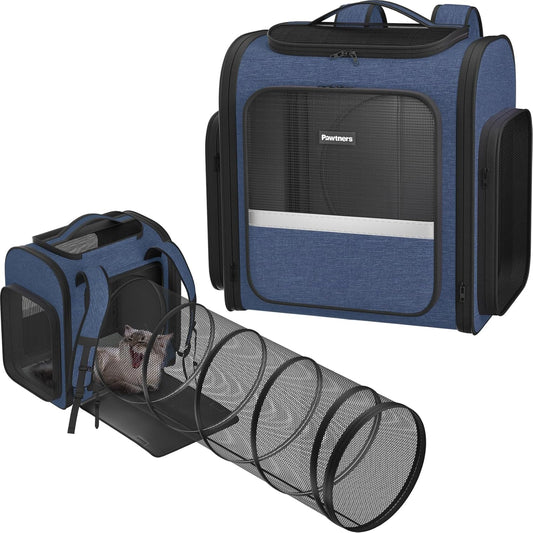 Pawtners Cat Carrier Backpacks Expandable Pet Backpack with Breathable Mesh, Pet Carrier Backpack