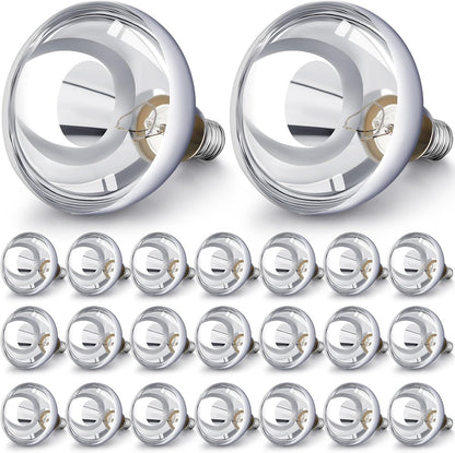 VIHOSE 24 Pack 250 Watt Heat Lamp 120v R40 Heat Lamp Bulbs Glass Incandescent Light Bulbs Incandescent Heating Lightbulbs for Reptiles Chicks Food Puppies Bathroom, Use E26 Base (Silver)