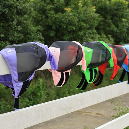 T TEKE Fine Mesh Horse Fly Mask w/Ears, UV Blocking 3D Eye Visor with Extra Fleece Cushioned Forehead, Protection from Insect Pests