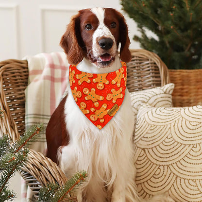 Christmas Dog Bandanas - 2 Pack Reversible Gingerbread Man Dog Scarf for Boy & Girl, Premium Durable Fabric, Festival Dog Bib, Holiday Bandana for Medium & Large Dogs (Large)