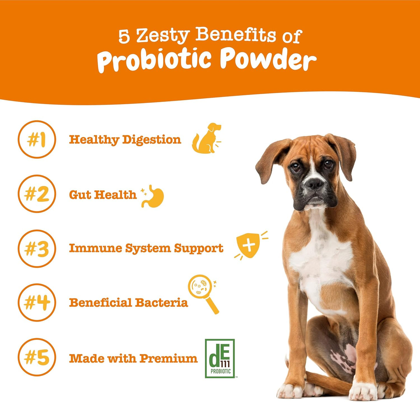 Zesty Paws Powder Probiotics for Dogs - Meal Topper for Digestive, Immune System Support - Premium DE111 Dog Probiotics for Digestive Health - Inulin Fiber & Yeast Extract - Pumpkin Flavor - 30 Ct