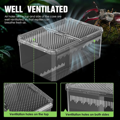 Breathable and Secure Reptile Tank with high Transparency - Ideal Container House for Hermit Crab, Tarantula Enclosure, Cricket Habitat or Jumping Spider Habitat (S)