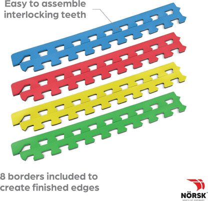 Norsk Reversible Kids Puzzle Play Mats 1/2" Thick EVA Interlocking Foam Tiles (Multicolor/Black 36 Tiles - 144 sq. Ft. 1/2" Thick)