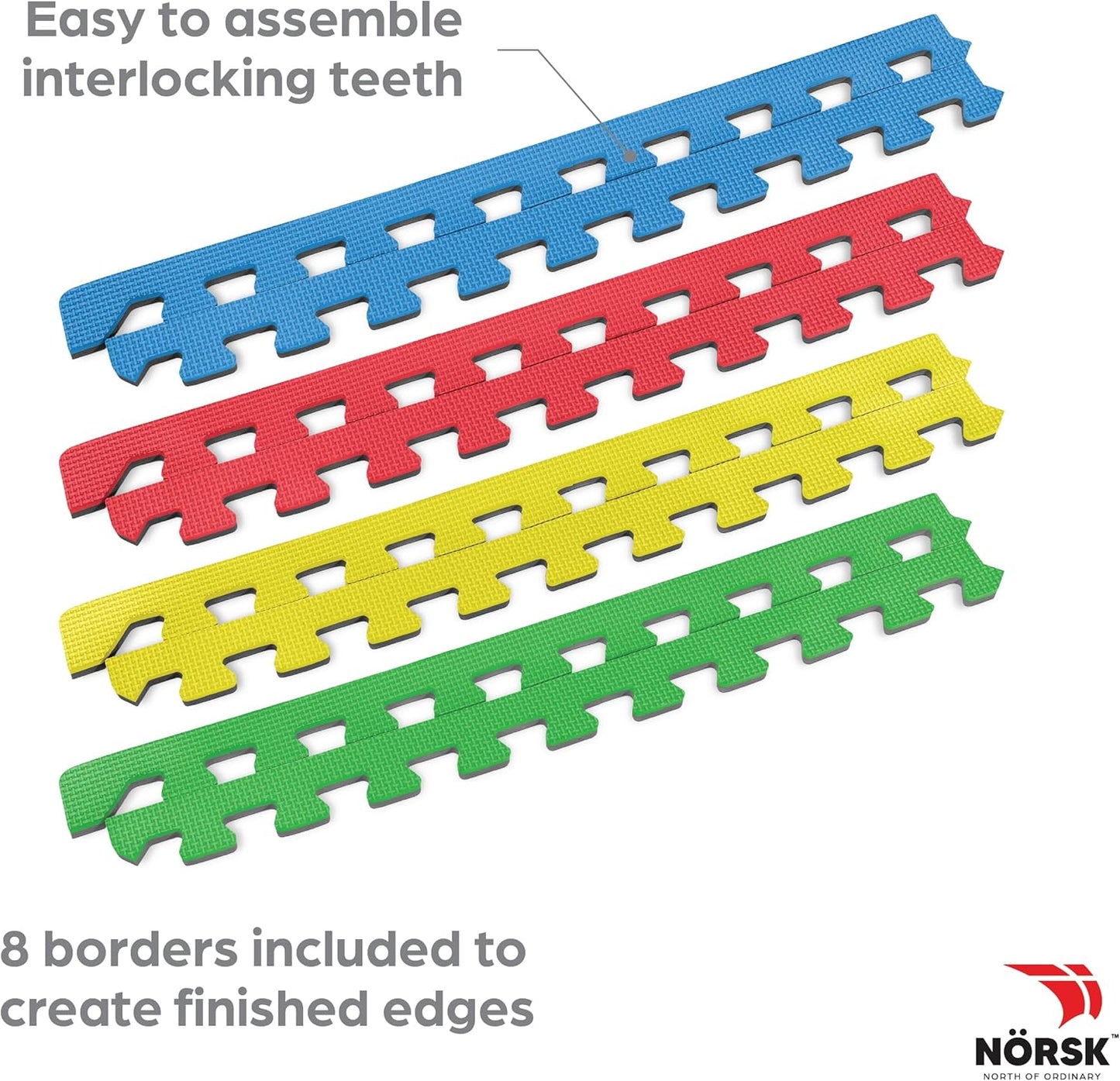 Norsk Reversible Kids Puzzle Play Mats 1/2" Thick EVA Interlocking Foam Tiles (Multicolor/Black 24 Tiles - 96 sq. Ft. 1/2" Thick)