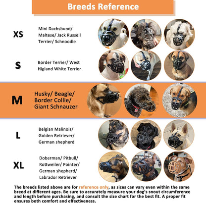 BARKLESS Dog Muzzle, Basket Muzzle for Biting, Chewing and Scavenging, Humane Cage Mouth Cover, Perfect for Grooming and Training Small, Medium, Large Aggressive Reactive Dogs (M, Black)