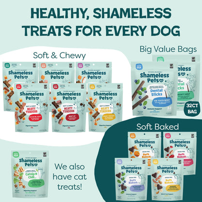 Shameless Pets Blueberry & Mint Dental Chews for Dogs. Chosen for real quality, fits naturally into