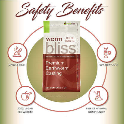Worm Bliss (8 Qts) - Organic Worm Castings for Plants & Gardening - OMRI-Listed Earthworm Castings for Plants, Vegetables, Flowers, & Potting Soil - Organic Garden Fertilizer Rich in Nutrients