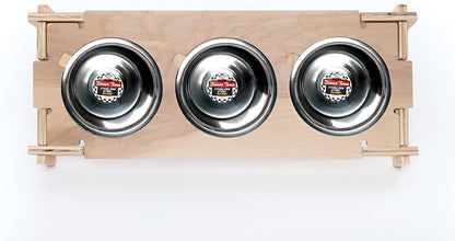 Small Pet Select - Raised Bowl Holder with Three Feeding Bowls for Rabbits, Cats, Dogs, and Other Small Animals