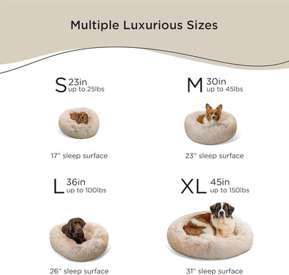 Best Friends by Sheri Original Calming Donut Dog and Cat Bed, Shag Faux Fur, Sage Green, (30in x 30in) - Anxiety Relief for Pets Up to 45 lbs