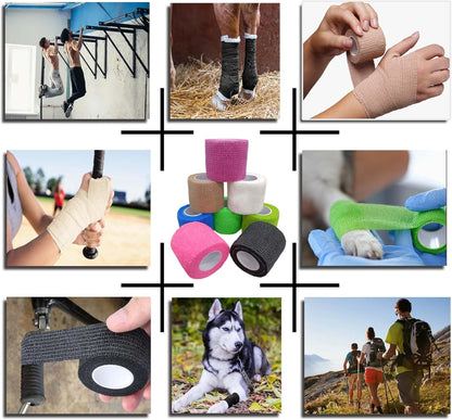 Self Adhesive Bandage Wrap 15Roll,Non-Woven Cohesive Bandage Tape,5CM x 5Yard Vet Wrap Tape for Wrist & Ankle Grip Cover,Elastic Athletic Tape-15color