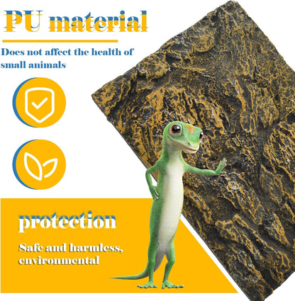 Reptile Tank Background Board Rock Terrarium Cork Background Board 3D Wall Backdrop Aquarium DéCor Backgrounds Amphibian Habitat Decoration for Lizards Leopard Gecko Bearded Dragons Turtle