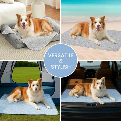 Cozy Bliss Leakproof Cooling Blanket for Large Dogs – Q-Max>0.4, Durable & Washable Dog Cooling Mat for Hot Weather, Soft Pet Throw & Couch Protector for Dogs & Cats, 40x60 Inch, Heather Silver Grey