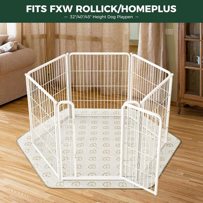 FXW Washable Pee Pads for Dogs, Puppy Pads with Super Absorbent, Specifically Designed for FXW Rollick/Homeplus 32/40/45inch 6 Panels Dog Playpen, 35" Hexagon, Khaki, 1 Pack