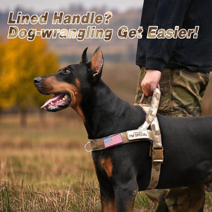 Forestpaw No Pull Dog Harness - Soft Flannel Padded Tactical Dog Vest Harness with Quick Release Buckle, Adjustable Reflective Pet Harness for Large Dogs Walking Training,Brown Camouflage XL