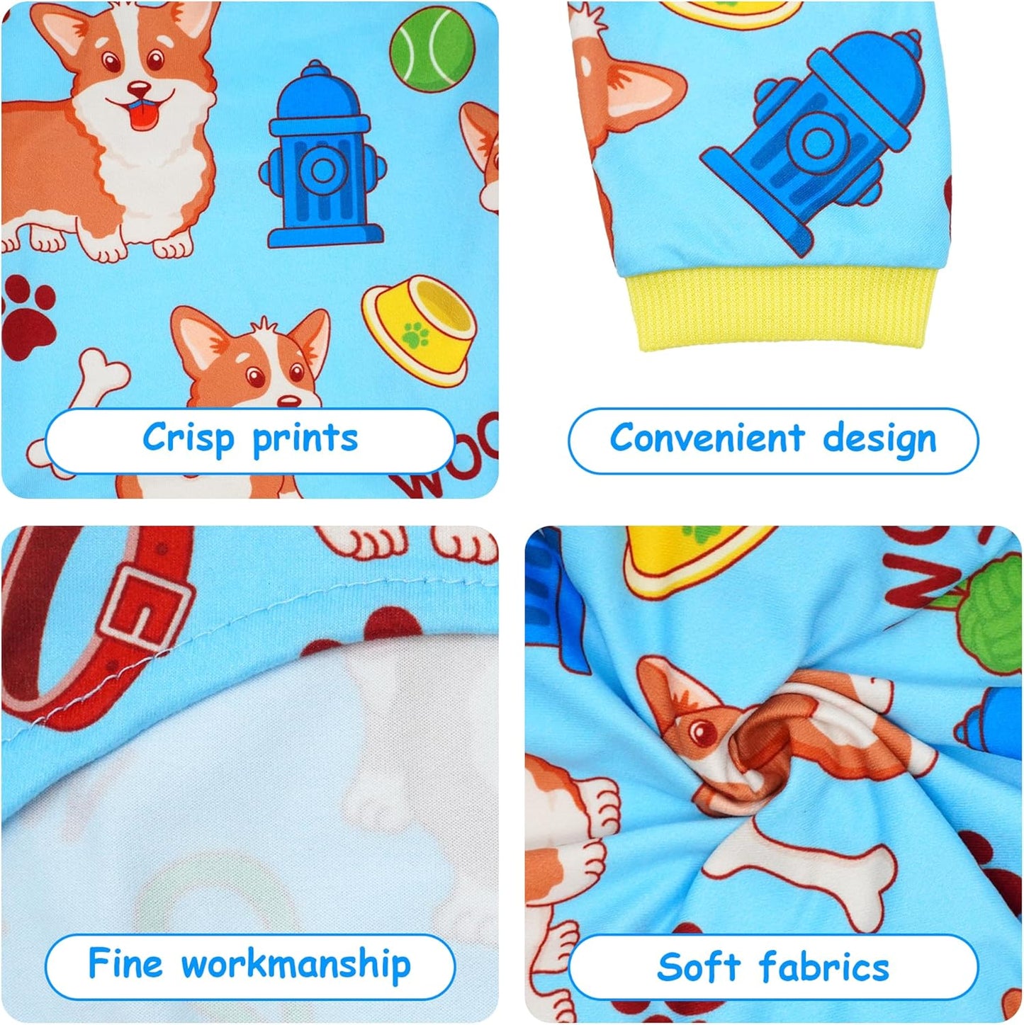 2PCS Dog Pajamas for XXL Sized Dog Pjs Clothes Puppy Onesies Outfits Pet Jammies Boy Girl Male Female Apparel Soft Strechy Paw Bone Print XXL