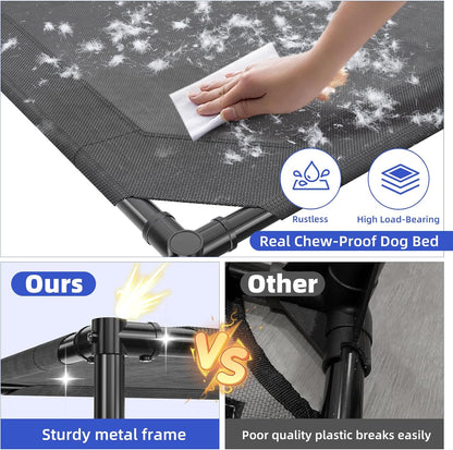 Simple Trending Raised Dog Bed for Large Dogs, Cooling Elevated Dog Bed, Breathable Pet Cot Bed, 42" x 31", Black