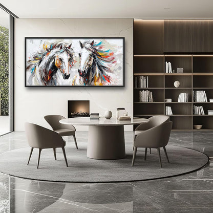 Quorin Horse Large Wall Art White Horse Animal Pictures Wall Decor Colorful Graffiti Canvas Print Painting Artwork for Bathroom Living Room Bedroom 60L x 30W