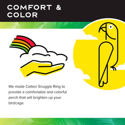 Featherland Paradise Cotton Snuggle Ring Bird Toy, Bird Perch, Large Bird Toys, for Parrots, Cockatoos, Macaws, Large Birds