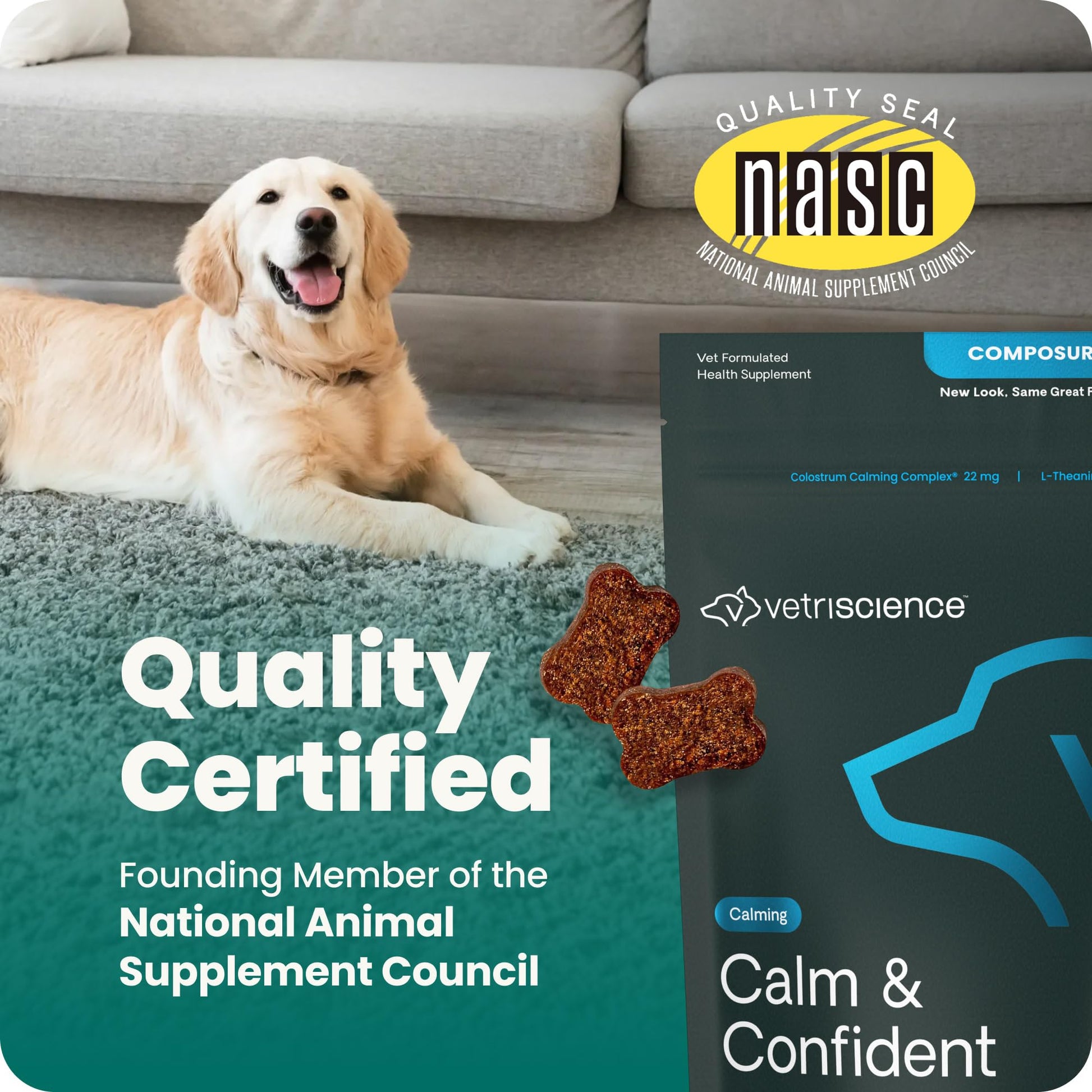VetriScience Calm & Confident Chews. Chosen for real quality, fits naturally into modern pet homes.