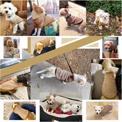 Jecikelon Dog Clothes Dogs Sweater Soft Puppies Clothing Winter Puppy Sweaters Warm Outfit for Dogs Small XXS XS Cat Apparel (XX-Small, Khaki)