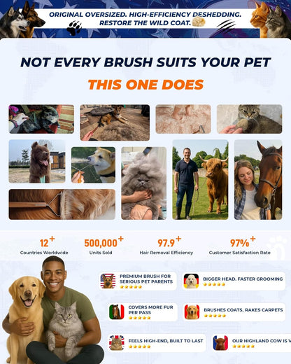 Dog Brush for Shedding 20 Blade Dematting Tool Pet Brush, Undercoat Rake for Large Medium Small Dogs and Cats, Shedding Dog Comb for Grooming, Premium Wood Handle, Efficiently Detangle and Groom Coats