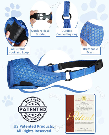 LUCKYPAW Soft Muzzle for Medium Large Sized Dogs Beagle Labrador German Shepherds, Dog Muzzle to Prevent Biting Chewing, Adjustable Breathable Mouth Guard for Grooming Walking Training(Blue, L)